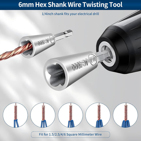 Paddusn Wire Twister Tool for Drill, 3 Way/ 5 Way Wire Stripper for Drill, Electrical Wire Stripping and Twisting Tool for Power Drill, 3pcs Wire ...