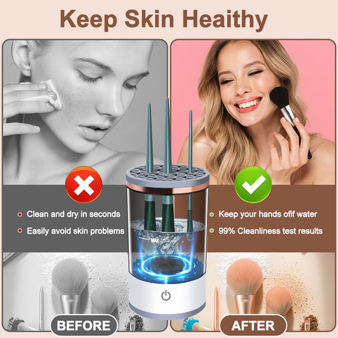 ?1+7pack?Electric Makeup Brush Cleaner Machine, Portable Automatic USB Cosmetic Brushes Cleaner Cleanser Tool for All Size Beauty Makeup Brush Set...