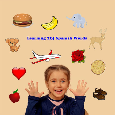 Spanish & English Talking Flash Cards for Kids - Bilingual Spanish FlashCards for Toddler - Audible Toys for Kids to Learn Spanish...