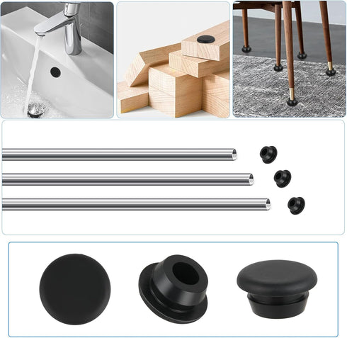 10 Pcs 10mm Rubber Hole Plug Black Silicone Round Snap in Type Locking Furniture Hole Plug Protective Cover Rubber Plugs for Holes Watertight(Blac...