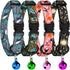 4PCS Breakaway Cat Collars with Bell, Cute Kitty Adjustable Safe Kitten Collars, 4-Pack, Nylon Pet Collars Space Mushrooms Shark Birds Print (Natu...