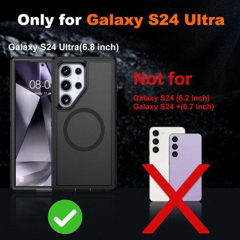 JAME for Samsung Galaxy S24 Ultra Case with Glass Screen Protector, Camara Lens Protector, Compatible with Magsafe, Militaty Grade Hard Protective...
