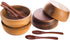 Set of 4 Small Round Acacia Wooden Bowls 3¾ Inch Diameter 1½" High With Spoons - Stackable Mixing Bowl Salad Soup Snack Dip Sauce Charcuterie Wood...