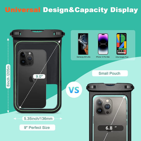 SUPFINE [2 Pcs Waterproof Phone Pouch Floating, Large Cell Phone Case, IPX8 Waterproof Dry Bag with Lanyard for iPhone 15 Pro Max/14/13/12/Galaxy ...
