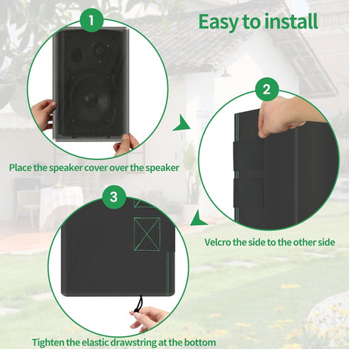 2 PCS Outdoor Speaker Cover, Wall Mounted Speaker Cover Weatherproof Waterproof UV Resistant and Dustproof 600D Oxford Cloth, Black(H 16" x W 10" ...