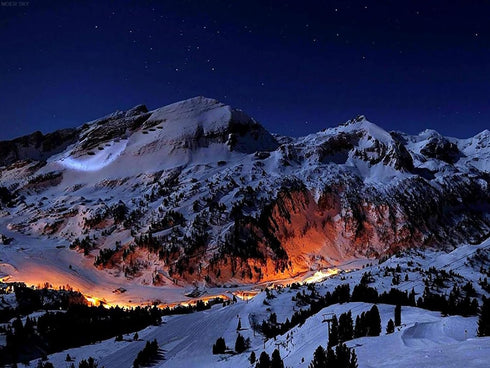 MOER SKY Snowy Village Night View Diamond Painting, Winter Snowy Mountain DIY 5D Diamond Art, Snow Diamond Art Crafts for Handmade Art Lovers, Val...