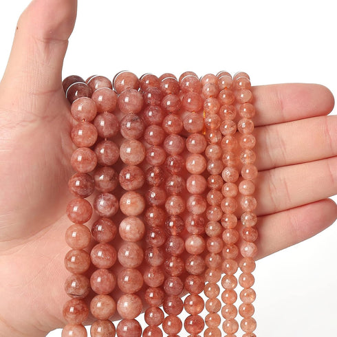 45pcs 8mm Natural Stone Beads Sunstone Chalcedony Beads Energy Crystal Healing Power Gemstone for Jewelry Making, DIY Bracelet Necklace...