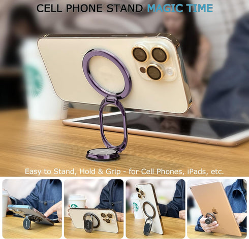 Magnetic Phone Ring Holder, Double Adjustable Phone Grip and Stand Compatible with MagSafe Ring Holder, Compatible with PopSockets MagSafe Ring Re...
