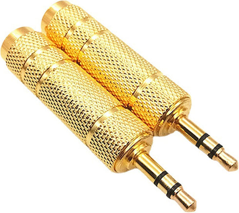 2 Pack Audio Adapter 1/8'' M to 1/4'' F Stereo Audio Jack Adapter?3.5mm to 6.35mm Stereo Headphone Connector for Speaker Headphone Aux Cable Guita...