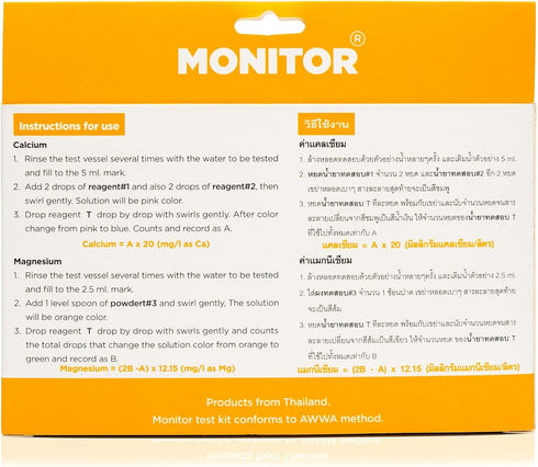 Monitor Calcium/Magnesium Low Salinity (0-5 PPT) Test KIT (120 Tests) - Monitor Aquarium and aquaculture Water Quality...