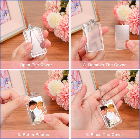 Yaomiao Acrylic Photo Frame Keychain Holder Photo Picture Insert Blank Keyring for DIY Craft...