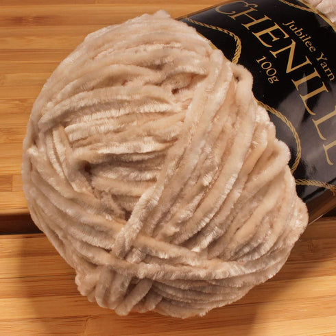 JubileeYarn Chenille Yarn - 100g/Skein Worsted Weight - Marzipan - Light Cream Tan - 2 Skeins...
