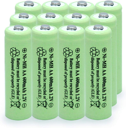 AA Solar Light Batteries NIMH 600mAh 1.2V Double A Rechargeable for Garden Lawn Landscaping Solar Lights Remotes Mice(12Pcs)...
