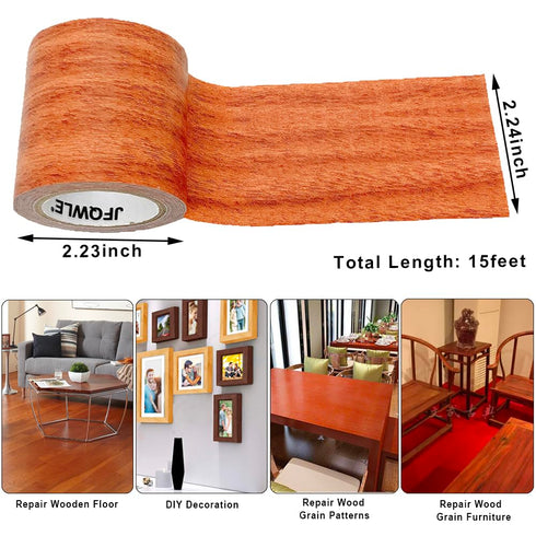 2.2" x 15' Repair Tape Patch Wood Textured Adhesive, Realistic Wood Grain Waterproof Patch for Floor Desk Chair Sofa Furniture Renovation Decorati...
