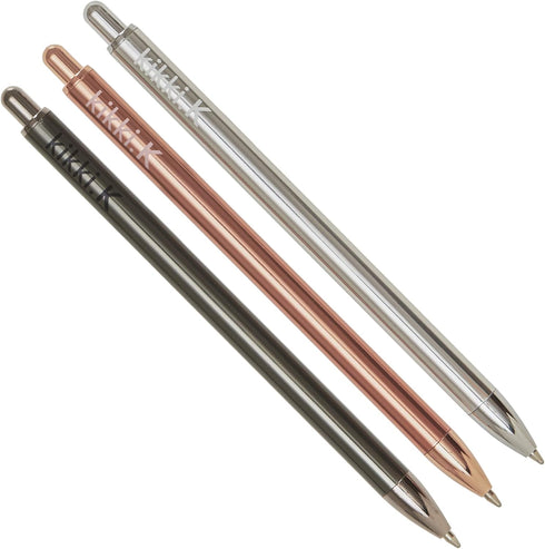 kikki.K Everyday Essentials Designer Collection - Metal Retractable Ballpoint Pen 3Pk Metallics, Features a Metal Barrel, Mix and Match Colors wit...