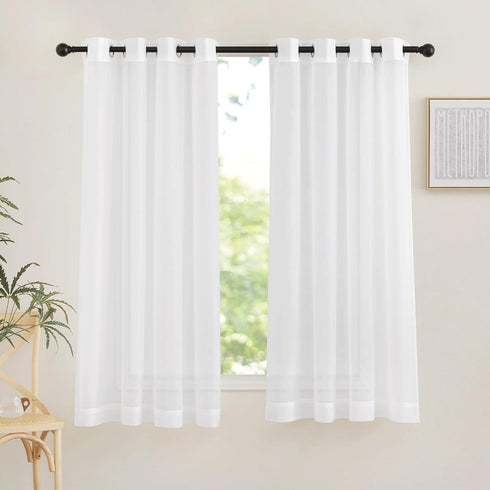 NICETOWN Sheer Curtain Panels Grommet - Ivory Voile Sheer Window Curtains for Bedroom/Living Room, 2 Pieces, 54 Wide x 63-inch Length...