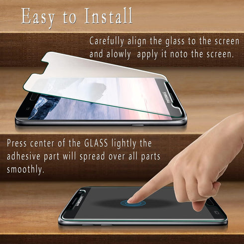 HPTech (2-Pack Galaxy S7 Screen Protector - Tempered Glass Film For Samsung Galaxy S7, Easy to Install, Bubble Free, 9H Hardness...