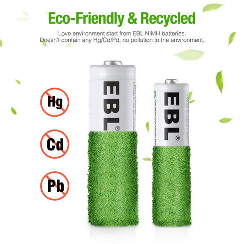 EBL AA Rechargeable Batteries 2800mAh (4 Pack) and AAA Rechargeable Batteries 1100mAh (4 Pack), 1.2V Ni-Mh Batteries Combo...