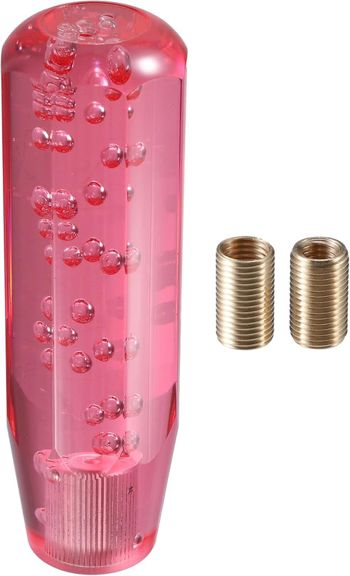 Gear Shift Knob Stick, 15cm Faux Crystal Transparent Bubble Gear Shifter Universal for Manual Transmission Vehicle Durable Acrylic Red with Adapte...
