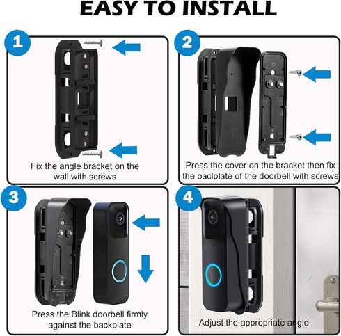 Blink Doorbell Mount Adjustable Angle Mount Kit, Wide Viewing Range Left/Right Adjustable Blink Corner Mount Bracket Holder, Compatibel with Blink...