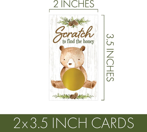 DISTINCTIVS Woodland Teddy Bear Baby Shower Scratch Off Party Game, We Can Bearly Wait Gender Reveal Party Activity - 28 Cards...