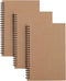 TWONE 3 Packs Soft Cover Notebook with Lined Paper Brown Spiral Notebooks with 100 Ruled Pages 50 Sheets Memo Notepads for Home School Travel, 8.2...