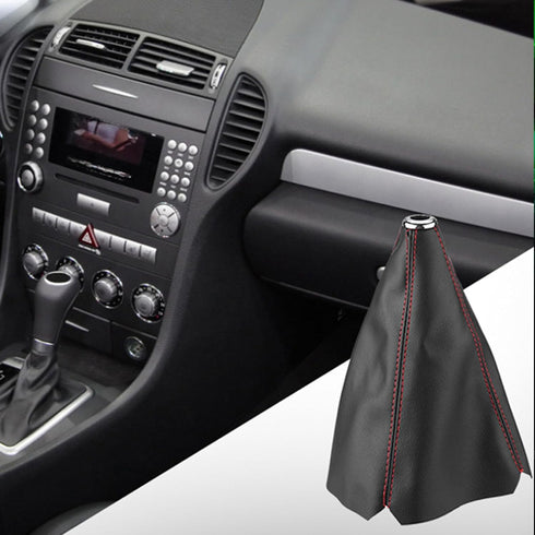 Majatou Shift Boot Cover, Car Shift Knob Dust Cover, Universal Gear Shift Knob Boot Bright Black PU Leather Red Stitch Gear Gaiter Boot Cover Fit ...