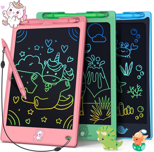 FLUESTON LCD Writing Tablet for Kids,Drawing Tablet for Boys Girls 3 4 5 6 7 8 Year,8.8 Inch 3pcs in 1 Pack Drawing Pad Toy Christmas Birthday Gif...