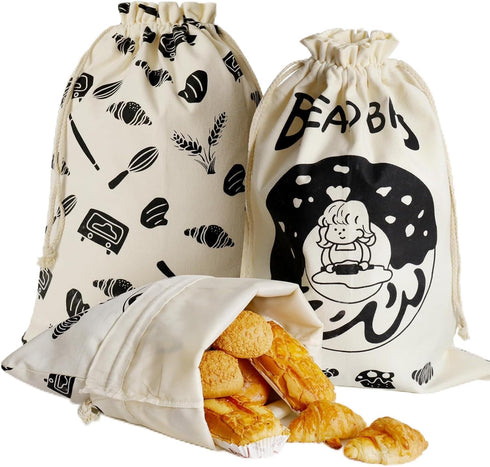 Bread Bags for Homemade Bread, 2PCS Linen Bread Bag with Plastic Lined, 13.7" x 19.6" Reusable Saver Bag For Sourdough & Homemade Bread Storage...
