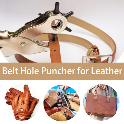 Tytroy 9" Heavy Duty Leather Hole Punch Tool with 6 Sizes (1.5-5mm), 6" Ruler, and Grinding Rod for Belts, Handbags, Watch Straps, Shoes, Plastic ...