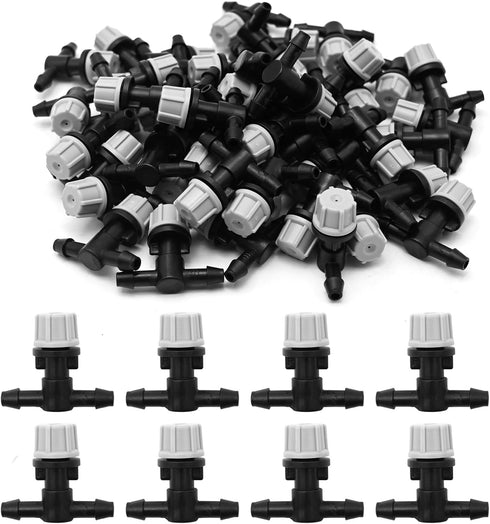 50Pcs 1/4" Micro Spray Irrigation Drippers Three-Way Integrated Atomizing Nozzle for Garden Greenhouse, Drip Irrigation System, Courtyard Cooling...