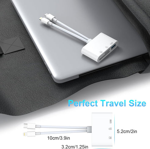 SD Card Reader for iPhone iPad, 5-in-1 Lightning to USB Adapter SD Card Viewer with SD/TF Card USB 3.0 Adapter, Memory Card Reader for iPhone iPad...