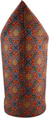 Elegant Red Gold Cathedral Print Silk Handkerchief Rich Arabesque Design – 100% Silk - Large 16” Square...