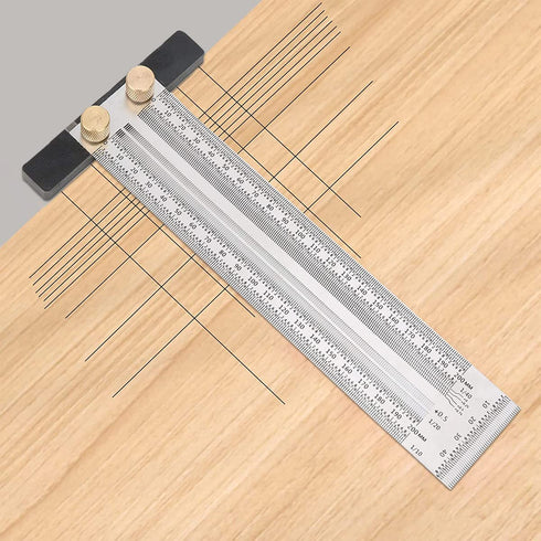 Woodworking Marking T Rulers Ultra Precision,Layout Work Scribe Line Ruler with Holes,Scribing Square Ruler Gauge Measuring Tool Draft Marking Too...