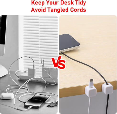 12 Pack Cord Organizer, Magnetic Cable Management Clips for Desktop, Self Adhesive Wire Charger Keeper for Phone, Kitchen Appliances, Earphone Org...