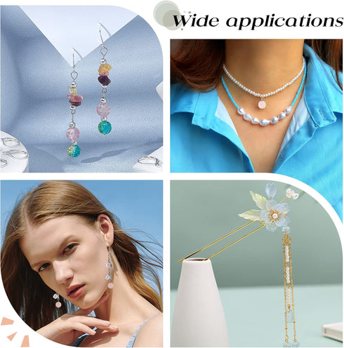 SUNNYCLUE 1 Box 600Pcs 8 Style 30mm 40mm 50mm Assorted Head Pins Stainless Steel Ball Pins Eye Pins for Jewelry Making Assorted 22 Gauge Open Eye ...