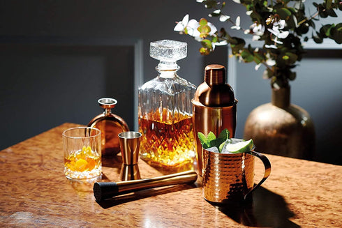 Luxury Stainless Steel Mini Hip Flask with Decanting Funnel, 140 ml (5 fl oz) -Copper Effect, 8.7 x 2.5 x 10 cm...