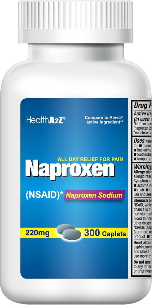 HealthA2Z® Naproxen Sodium | 220mg | 300 Counts | NSAID | Fast Pain Relief | Fever Reducer...