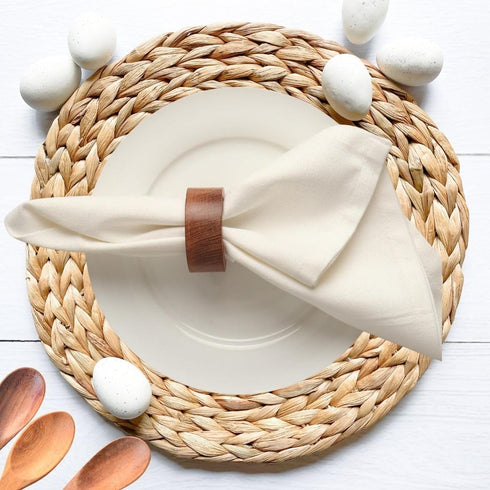 Wooden Napkin Ring for Weddings Dinner Parties or Every Day Use (Set of 12, Plane)...