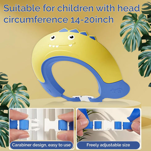 Baby Shower Cap Shield, Shower Cap for Kids, Visor Hat for Eye and Ear Protection for 0-9 Years Old Children,Cute Dinosaur shape Makes the Baby Ba...