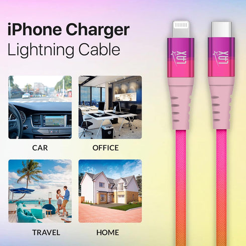 LAX Gadgets USB C to Lightning Cable - Apple MFI Certified Lightning Cable for iPhone 14/14 Plus/14 Pro/14 Pro Max, iPad, iPod - Durable Nylon Bra...