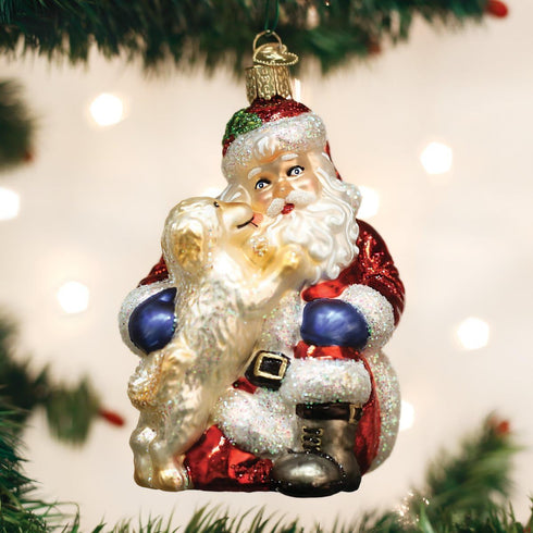 Old World Christmas Ornaments Santa Puppy Love Glass Blown Ornaments for Christmas Tree...