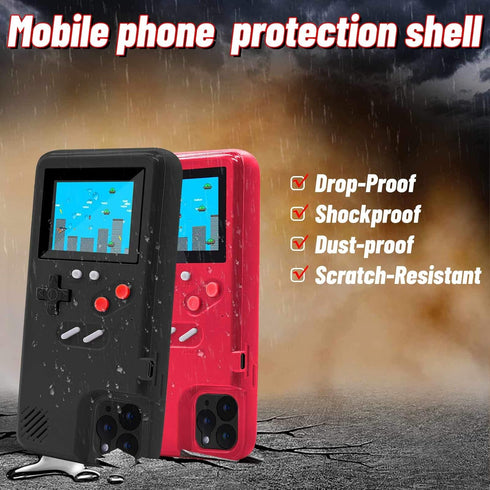 LucBuy Game Console Case for iPhone 15 Pro, Retro Protective Cover Self-Powered Case with 36 Small Game, Full Color Display, Shockproof Video Comp...