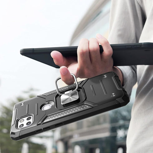 for Moto One 5G Ace Case with Screen Protector,Shock Absorption Heavy Duty Sturdy Drop Test Slim Case with Car Mount Kickstand Lightweight Protect...