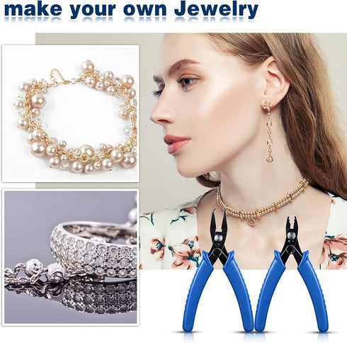 2 Pcs Split Ring Pliers Crimping Pliers Jewelry Jump Ring jewelry Pliers for Opening Split Ring or Key Chain, Wire Flush Cutter Pliers Set for Jew...