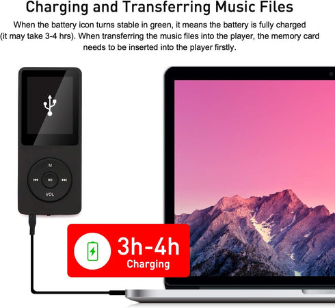 MP3 Player 32GB with Speaker Earphone Portable HiFi Lossless Sound MP3 Mini Music Player Voice Recorder E-Book HD Screen 1.8 inch Black Support up...