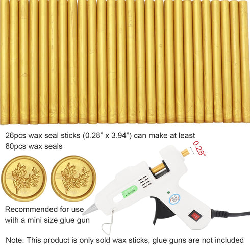 Gold Wax Seal Sticks 26pcs, Andotopee Glue Gun Wax Seal Sticks for Wax Seal Stamp, Premium Sealing Wax for Envelope Letter Seal Wedding Invation C...