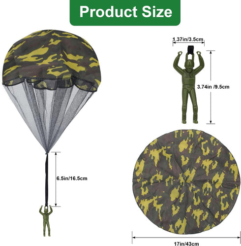 10&12&15 Pcs Parachute Toy, Camo Parachute Men Toy Tangle Free Throwing Hand Throw Outdoor Flying Gifts Paratrooper Toy No Battery nor Assembly Re...