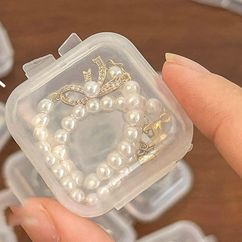 10Pcs White Storage Box, Mini Square Clear Plastic Organizer, Lightweight Travel Kit for Earplugs, Jewelry, Beads, Coins, Craft Gadgets - Approx O...
