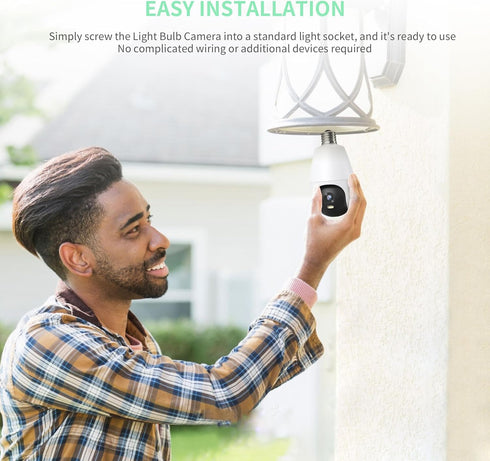 Weatherproof Light Bulb Security Camera Outdoor,2K HD WiFi Light Socket Camera, light bulb indoor security camera,360 outdoor security camera wire...